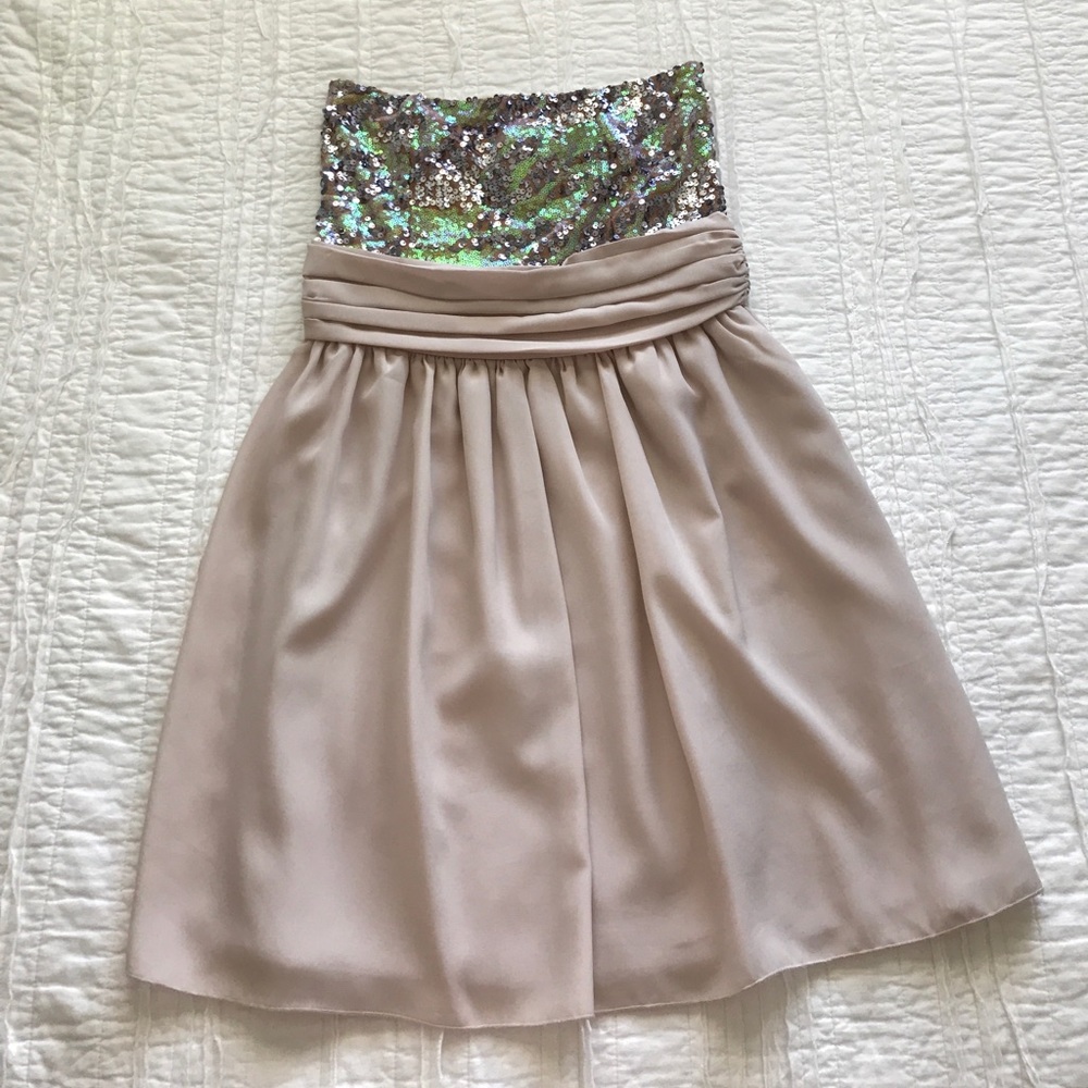 Aqua Strapless Sequin Dress