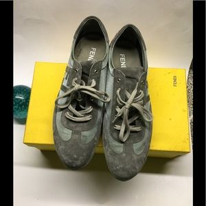 Fendi Grey Suede Sneaker Shoes Men's