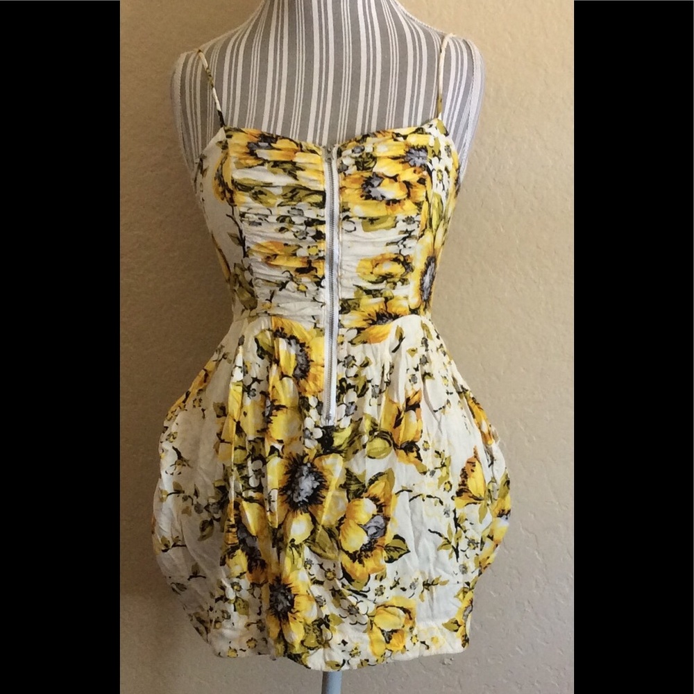 Summer Yellow Flower White Corset Top Micro Mini