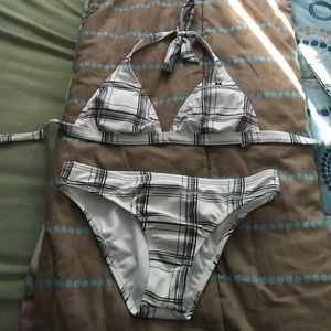 Black and white plaid bikini set