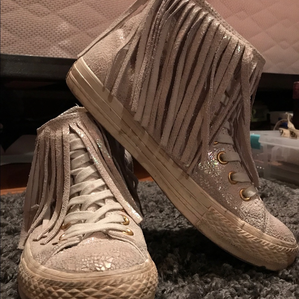 White Fringe Converse