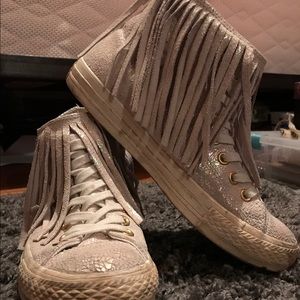 White Fringe Converse