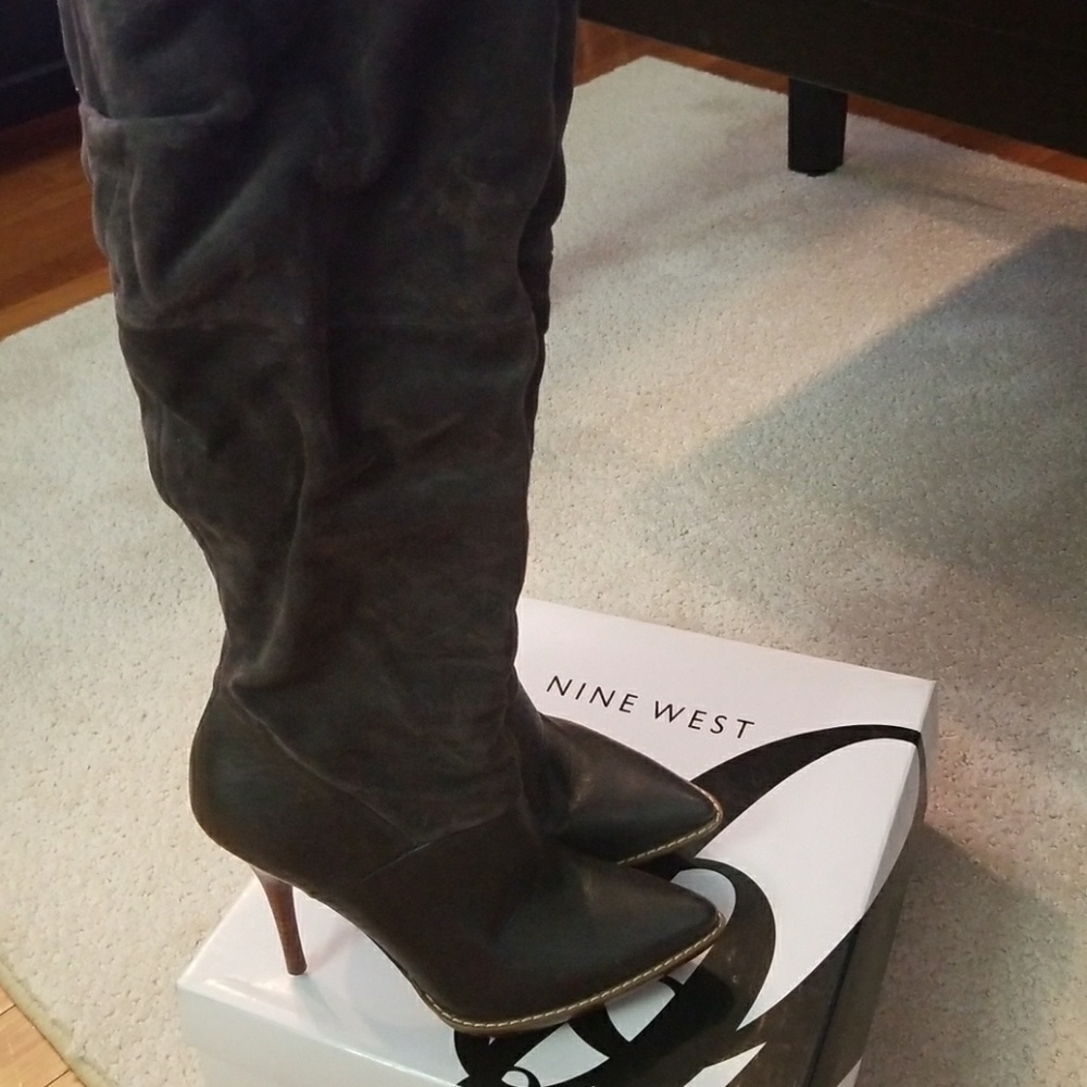 Nine west knee high suede grey boots 5.5