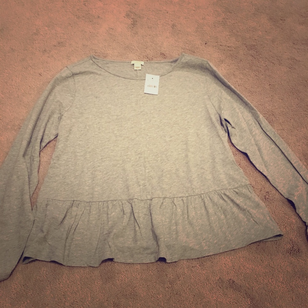 Jcrew factory ruffle-hem long sleeve shirt