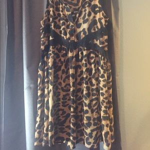 Express Leopard dress with black lace detail