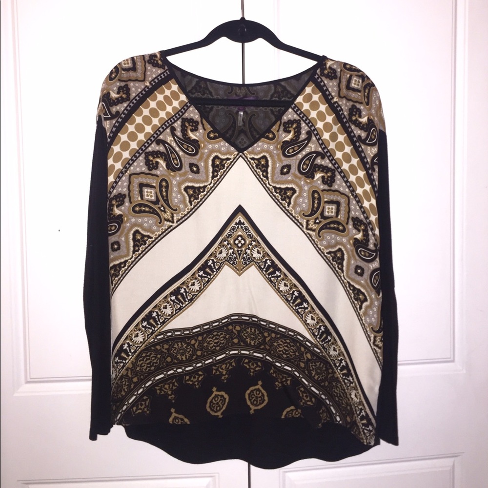 HALE BOB Silk Patterned Long Sleeve Top