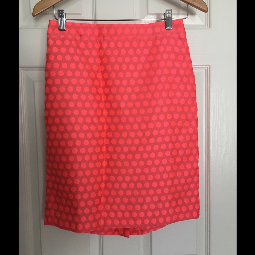 J Crew Neon Pink Polka Dot Skirt