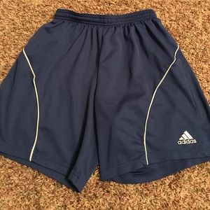 Blue adidas soccer shorts