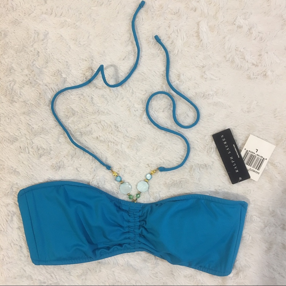 NWT Ralph Lauren • Turquoise Bandeau Bikini Top - Picture 1 of 8
