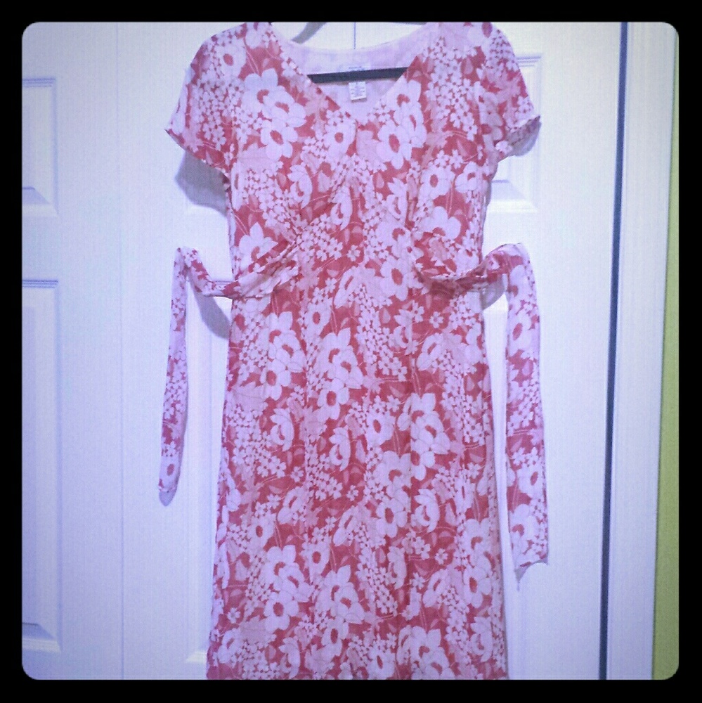 The Loft flirty, red-and-white floral print dress