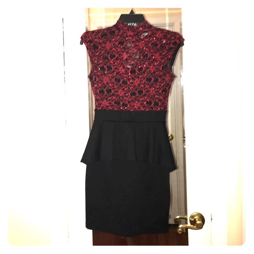 Red and Black sequence dress