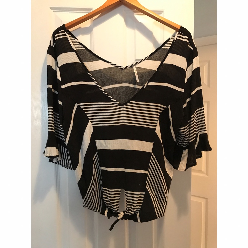 Free People Black and White Crop Top