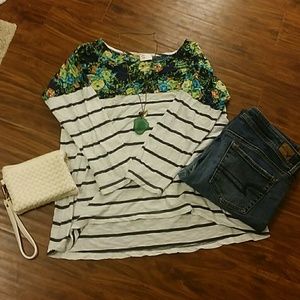 Anthropologie Postmark floral striped shirt