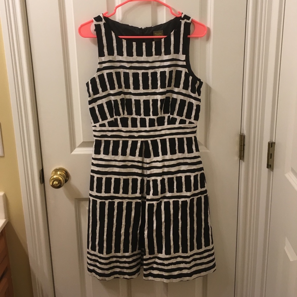 Black and White boat neck dress