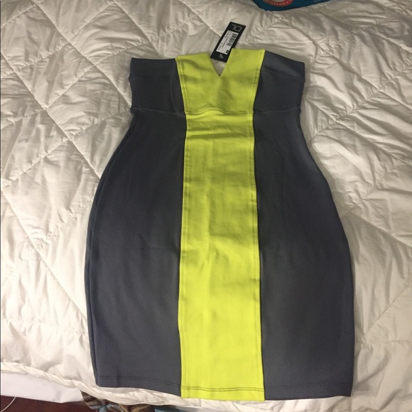 NWT David Lerner grey and lime dress - Picture 2 of 5