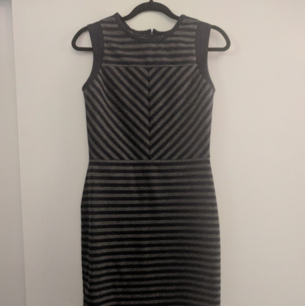 Blue and grey striped dress