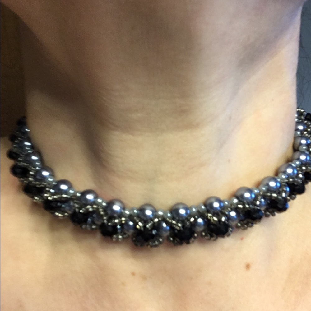Silver and black Choker