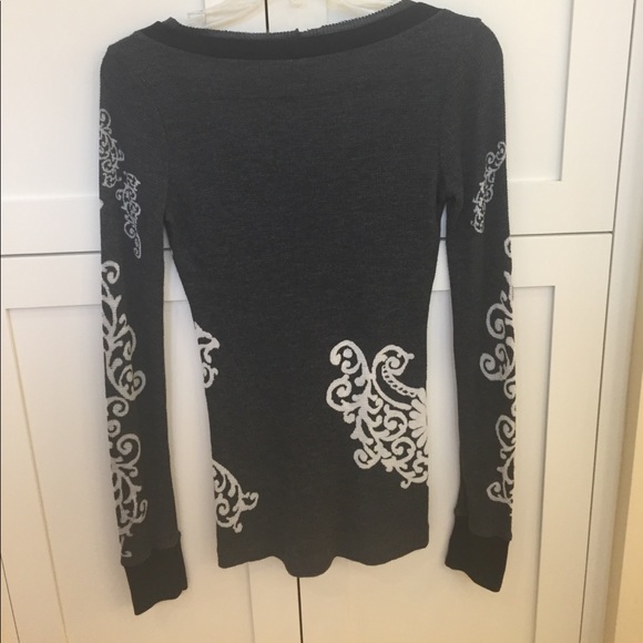 Free People Floral Scroll Design Thermal Top - Picture 4 of 4
