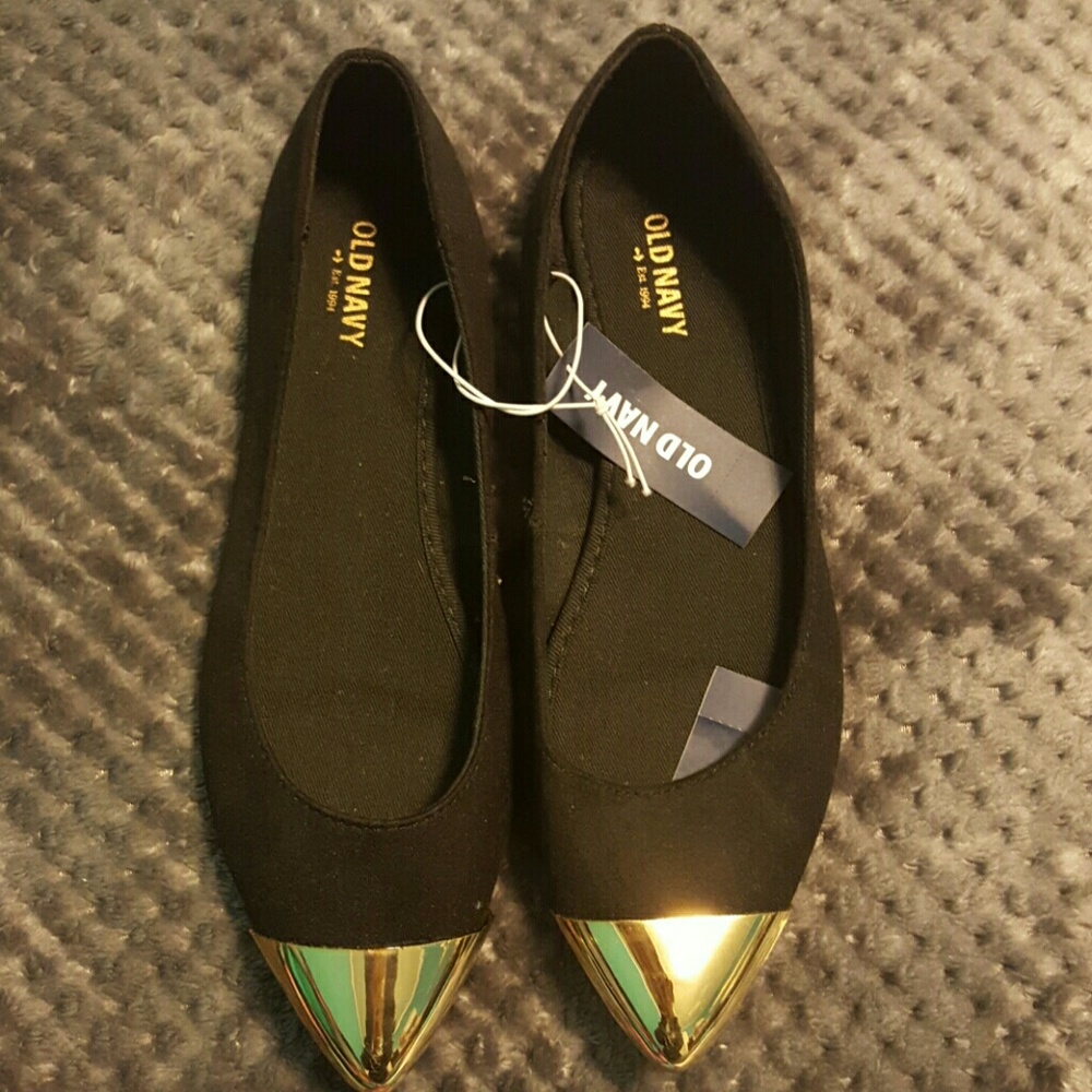 Black and gold flats
