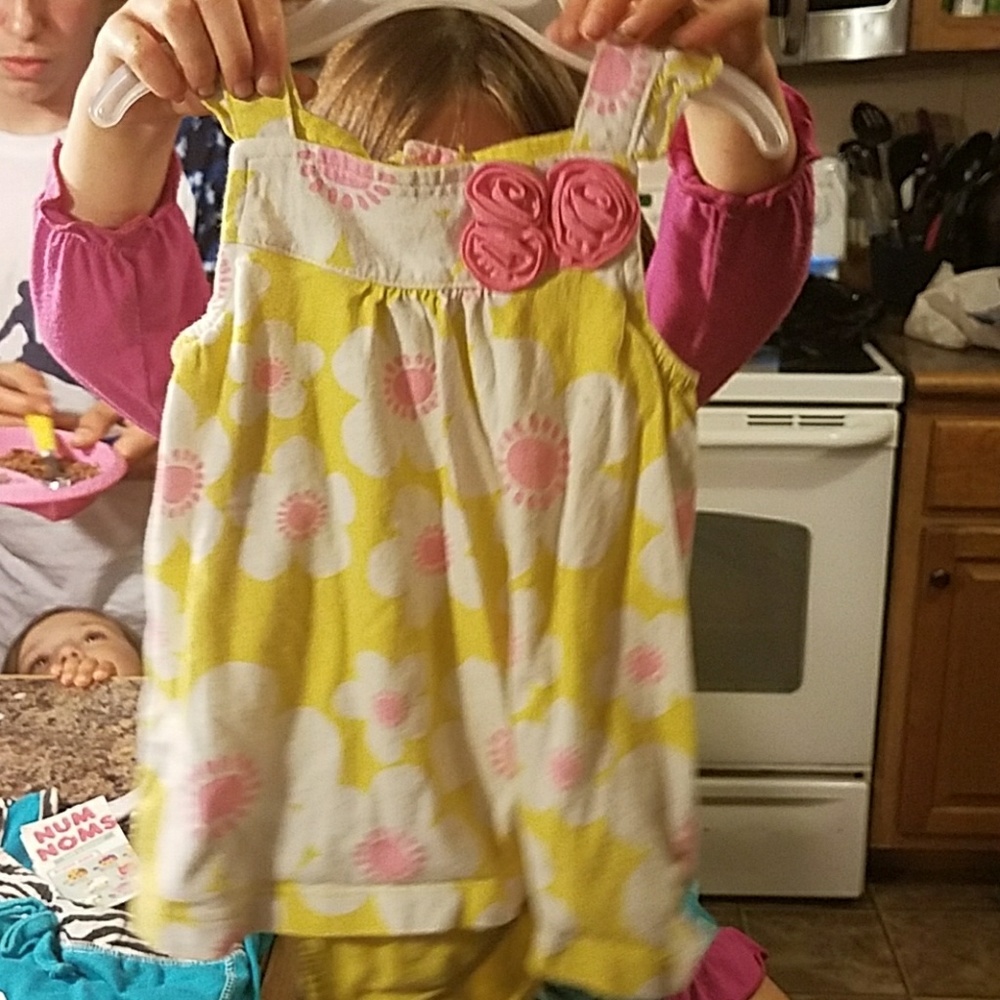 Yellow and pink dress with body suit underneath