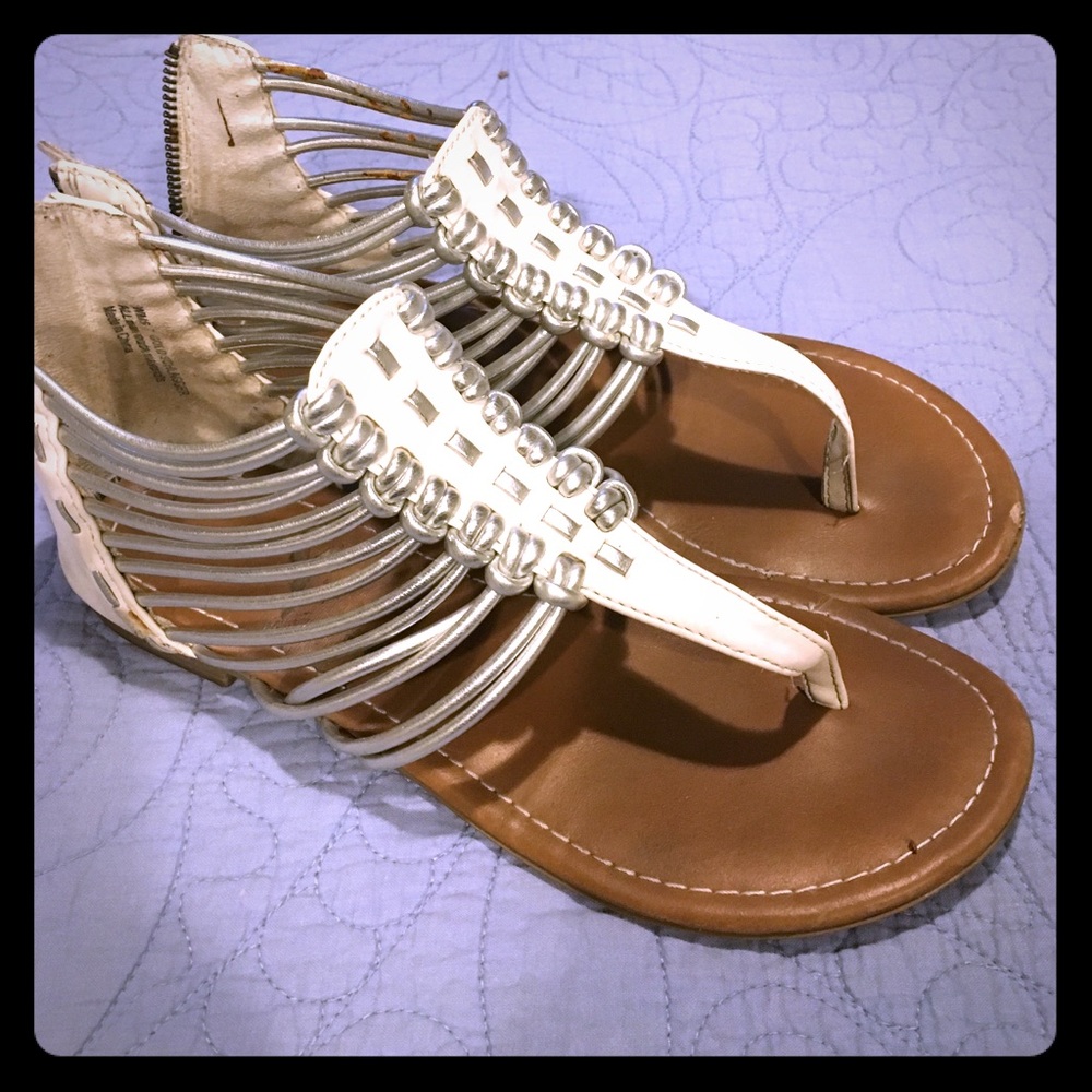 White and silver Sandals