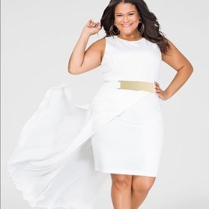 Ashley Stewart White Bodycon dress with Half Train