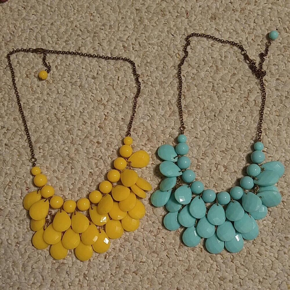 Mint and Yellow Teardrop Necklaces