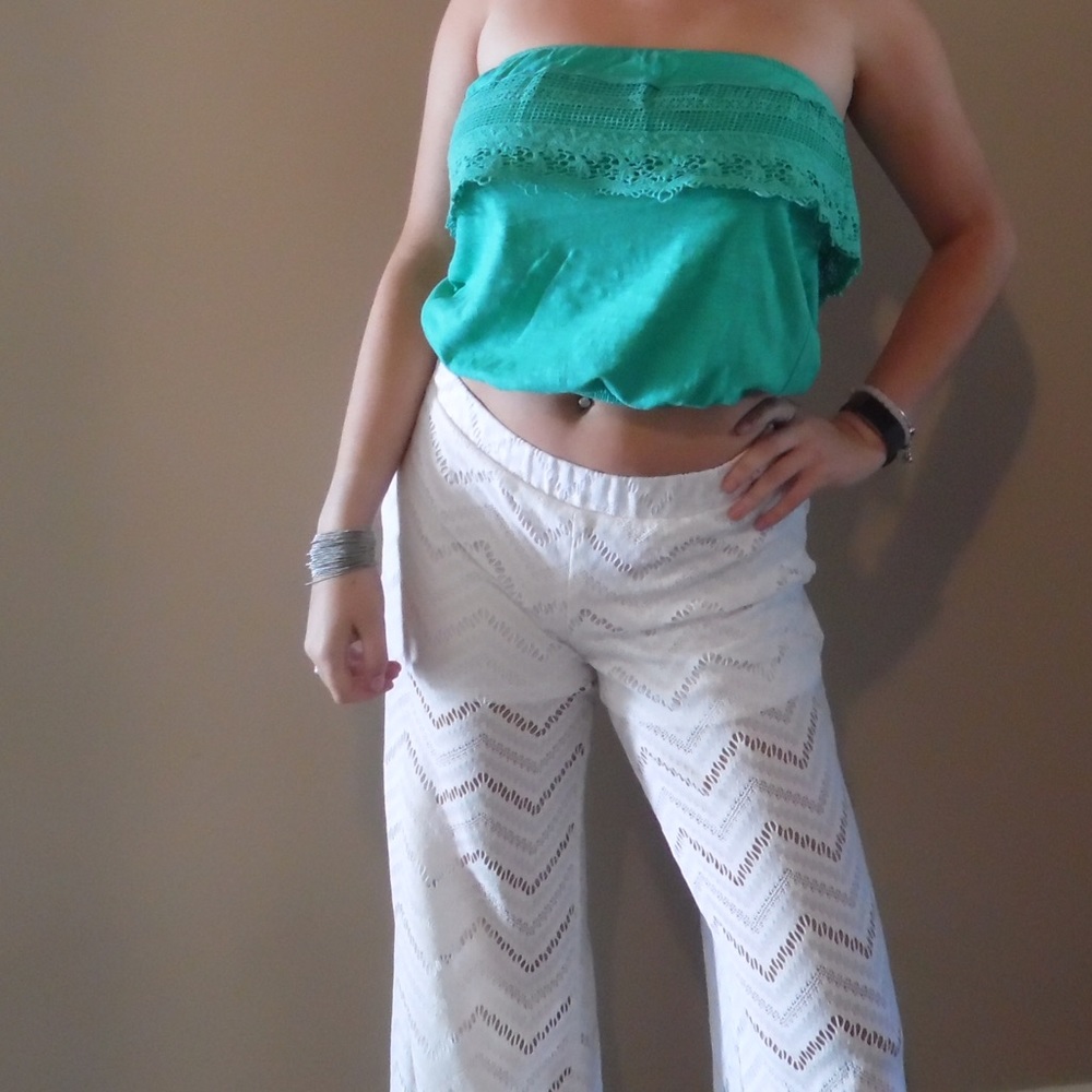 White lace beach pants