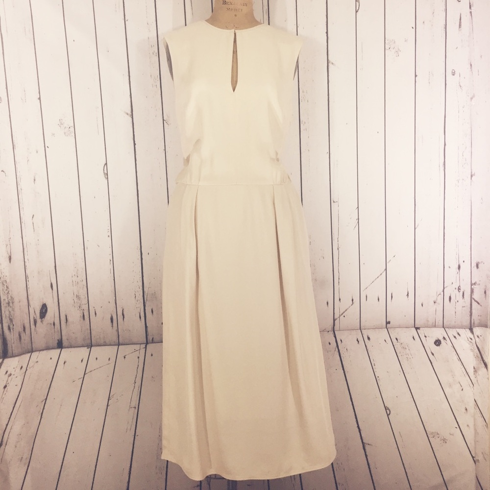 J Crew Collection Draped Cream Keyhole Dress