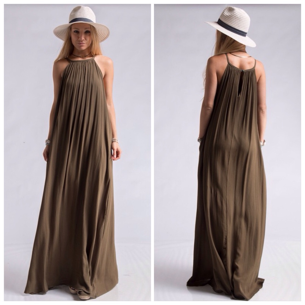 Green Olive Maxi Dress - Picture 3 of 5