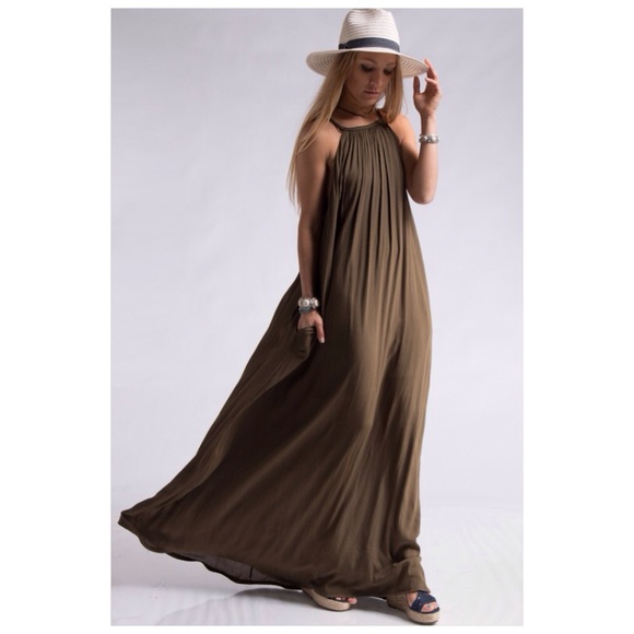 Green Olive Maxi Dress - Picture 2 of 5