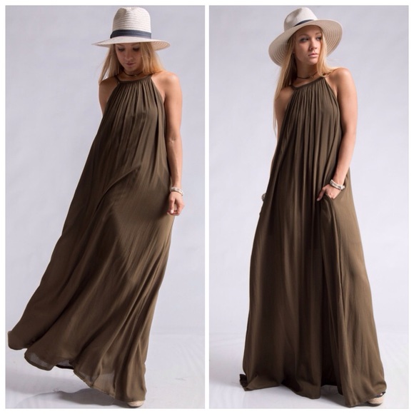 Green Olive Maxi Dress - Picture 4 of 5
