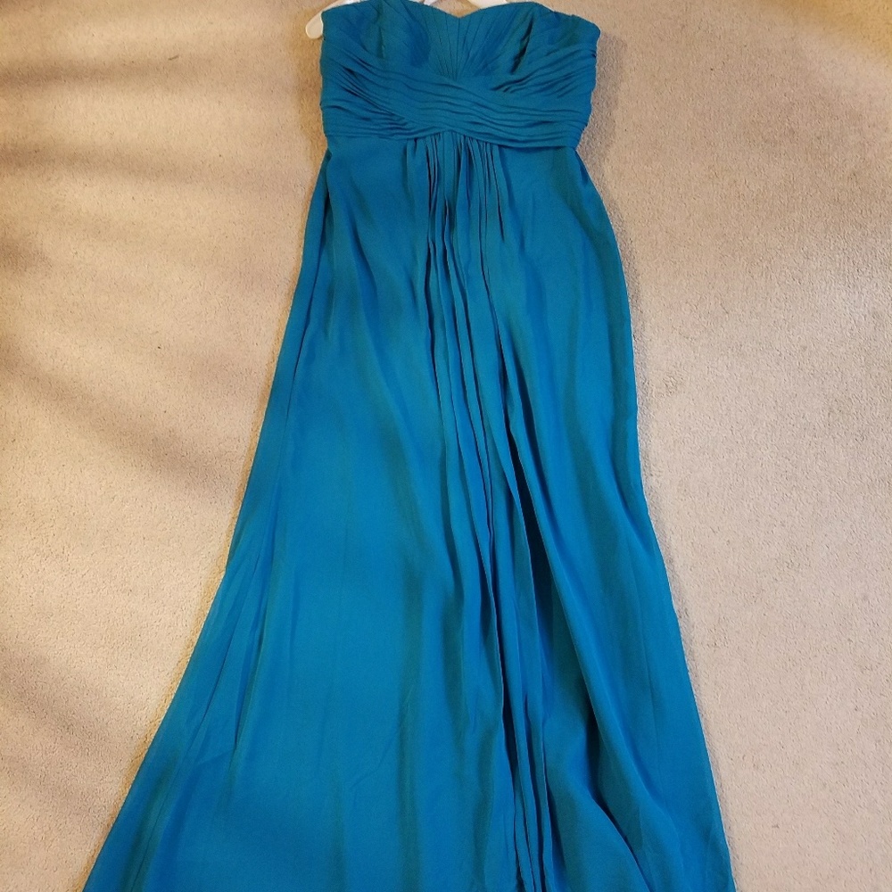 Oasis blue strapless maxi dress from Davids Bridal