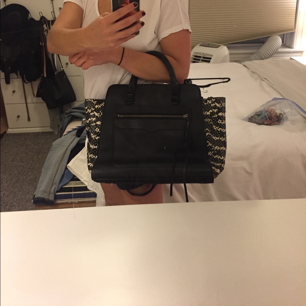 Rebecca Minkoff Large Satchel-blck & white leather