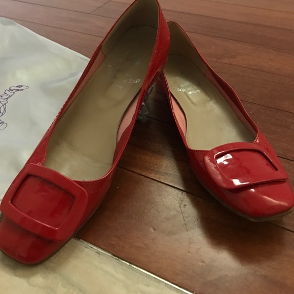 Red L''Artigiano di Brera flats with bag - Picture 2 of 3