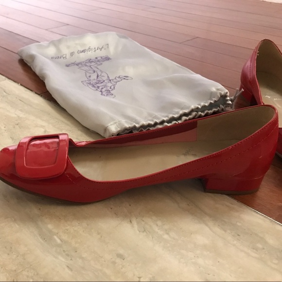 Red L''Artigiano di Brera flats with bag - Picture 3 of 3