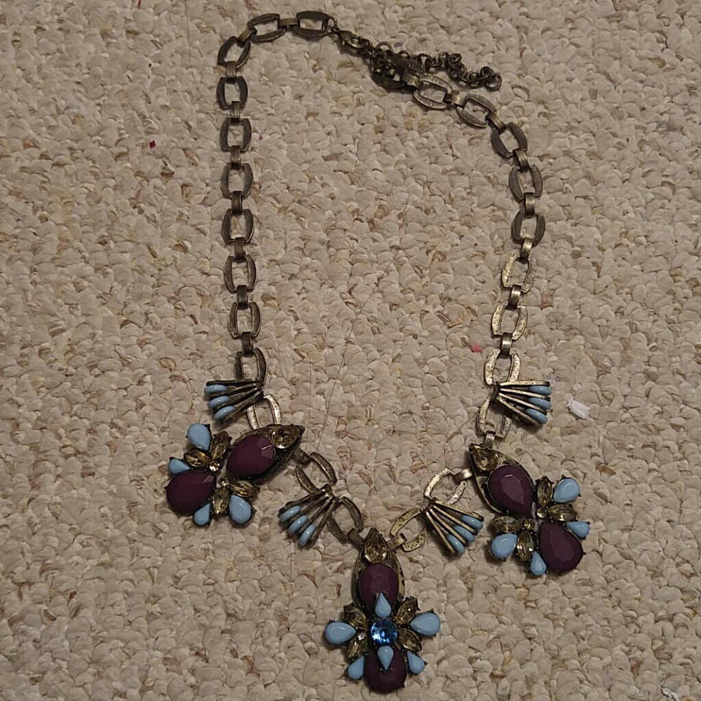 Vintage Style Blue and purple stone necklace