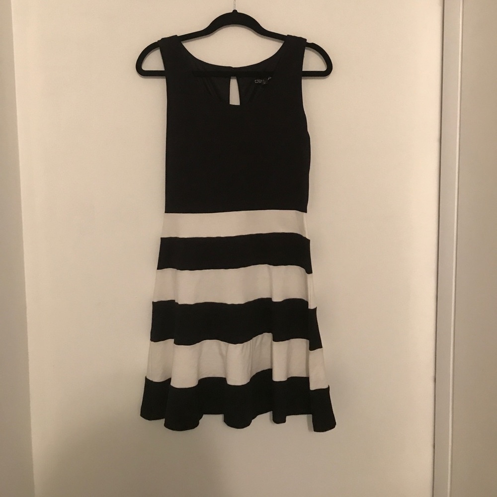 Black/white striped cocktail dress