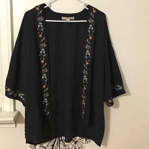 Forever21 Elegant Embroidered Black Kimono NWOT