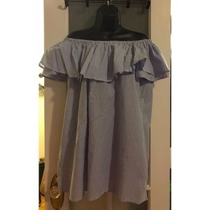 Off shoulder Zara blue striped dress - NWT