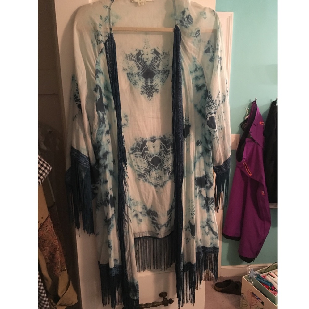 Tie Dye Fringe Kimono