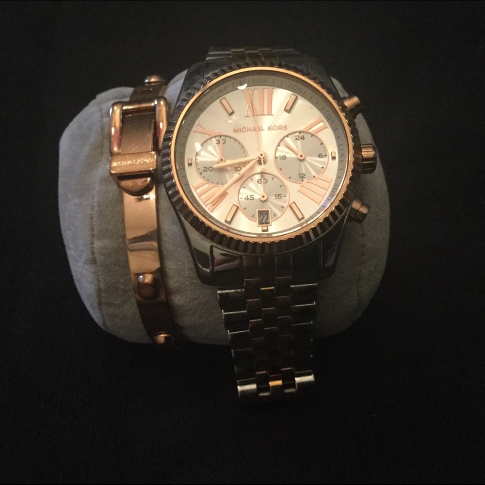 Michael KORS Lexington tritone watch & bracelet