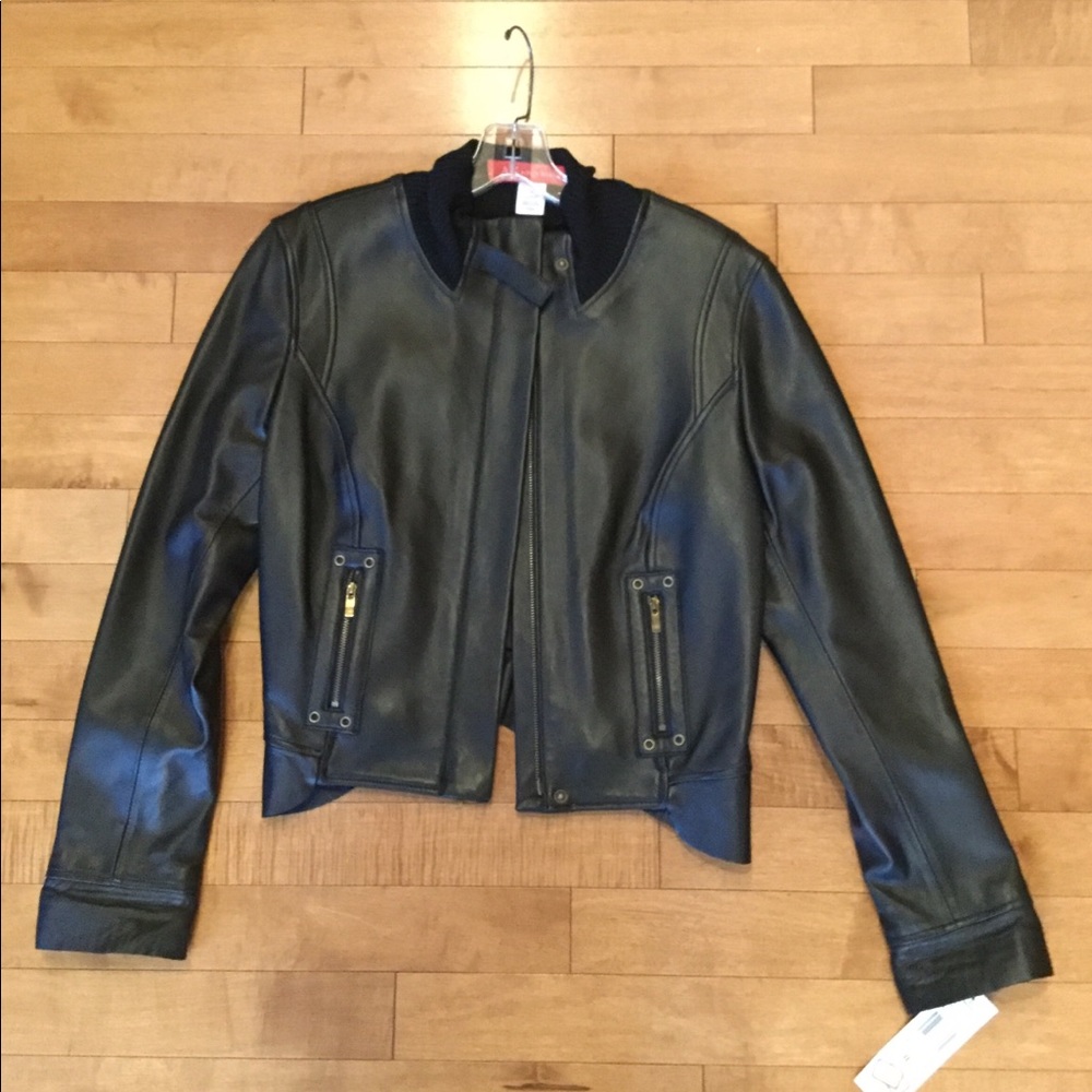 Anne Klein black leather jacket