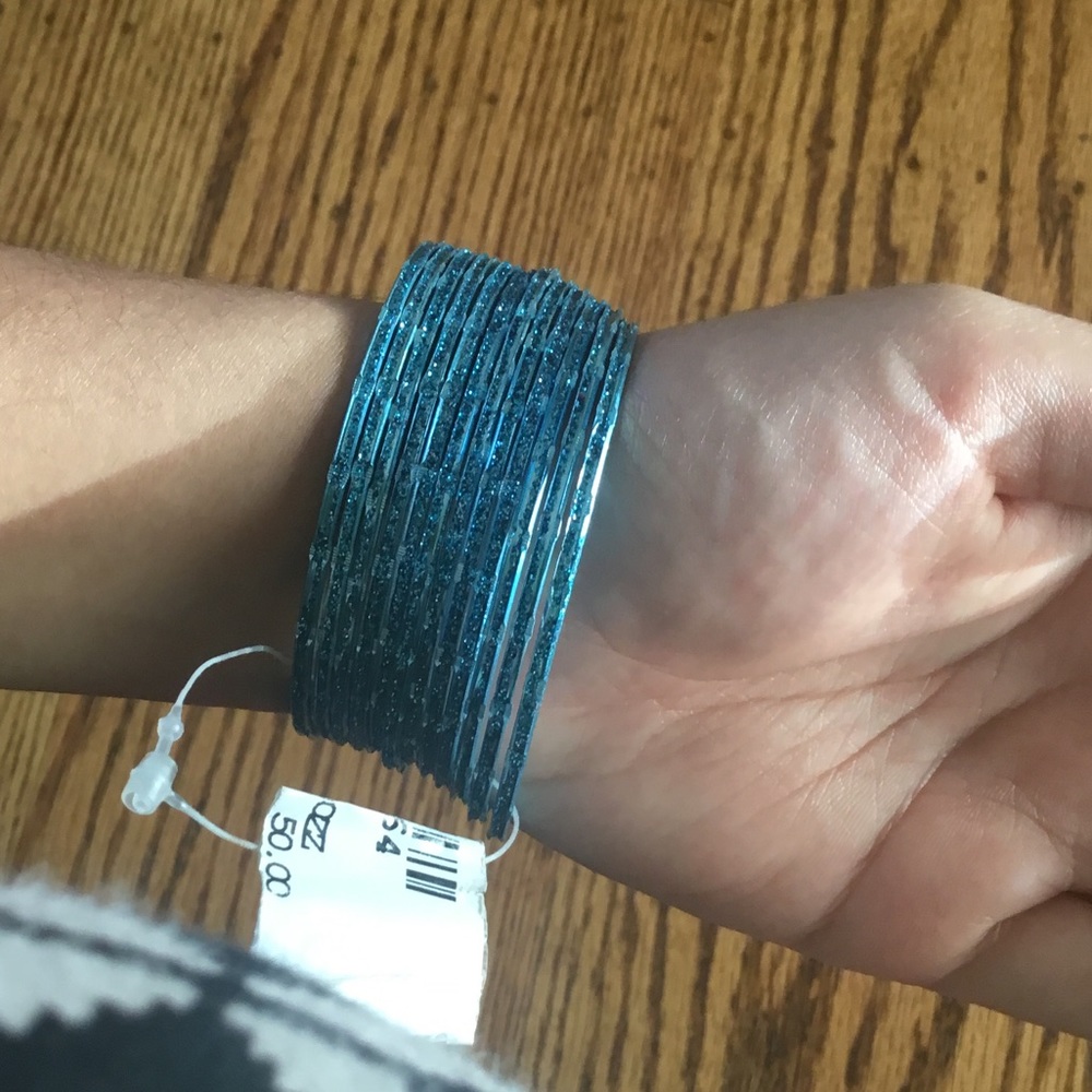 Sparkly blue bangles