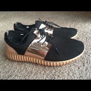 Rose gold black sneakers