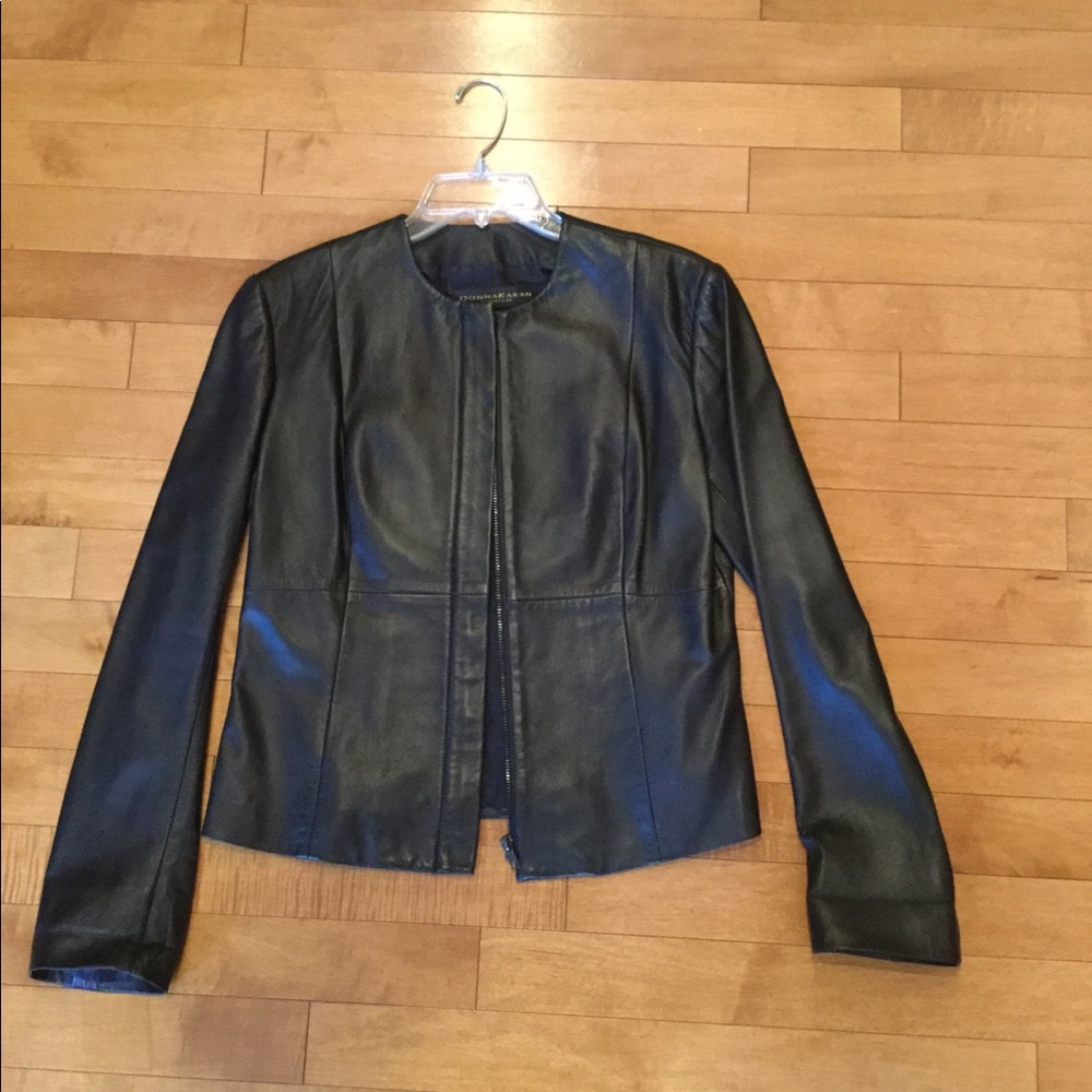 Dana Karan classic black leather jacket