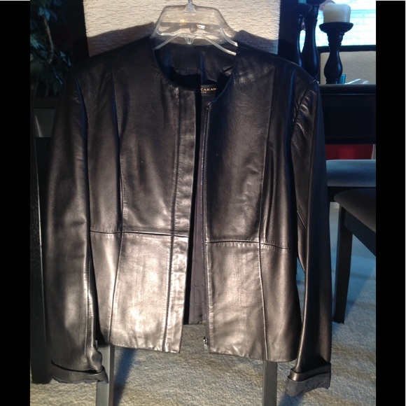 Dana Karan classic black leather jacket - Picture 2 of 3