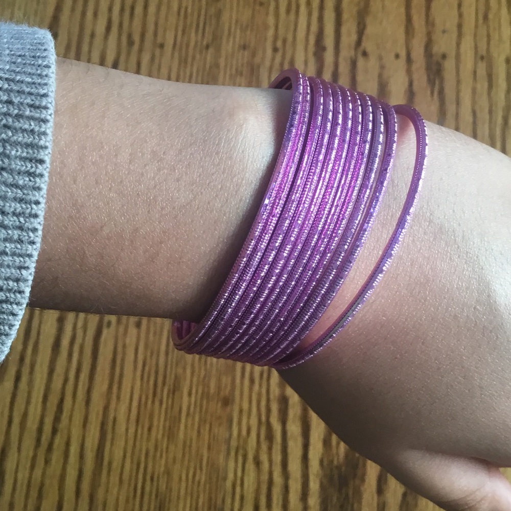 Shiny pink bangles