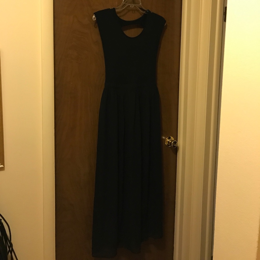 Black Sheer skirted Maxi with keyhole back detail