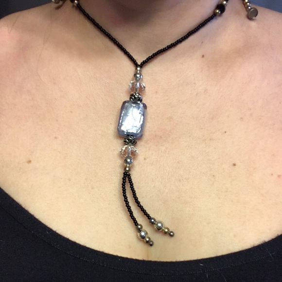 Ice Blue Lariat and Earrings - Picture 4 of 4